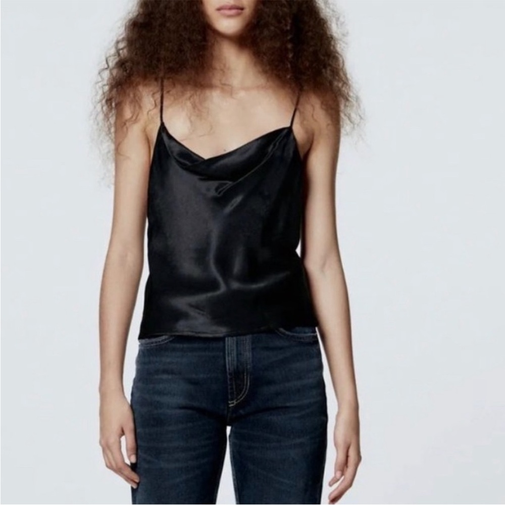 Zara Black Satin Tank Top